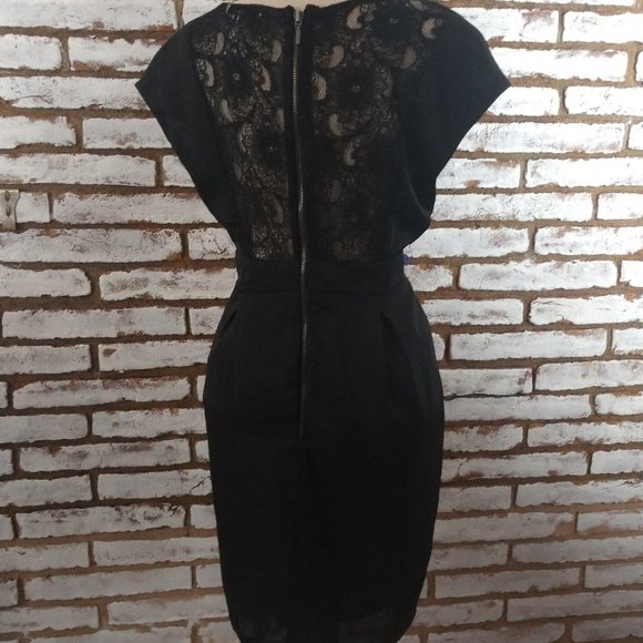 BCBG Generation Black Dress Lace Back Sz 10 - Picture 9 of 15